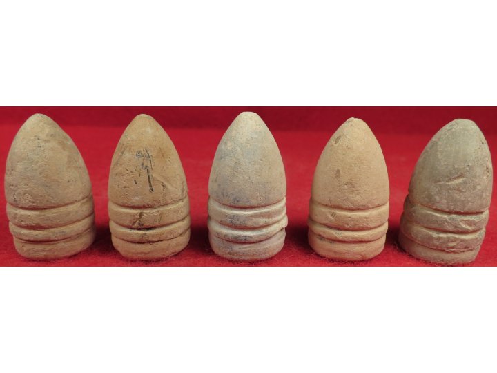 Five High-Grade Spencer Carbine Bullets with Non-Corroded Bases